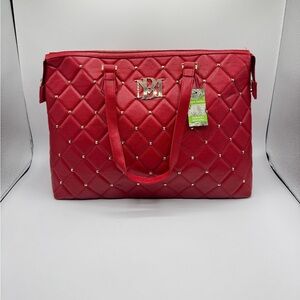 Elegant Red Quilted Tote Bag